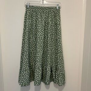 Shein green print skirt